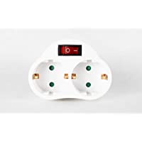 Los mejores  - Enchufe con interruptor Schuko conector | 2 capas de enchufe doble en blanco- conector doble vertical – Vertical (1)